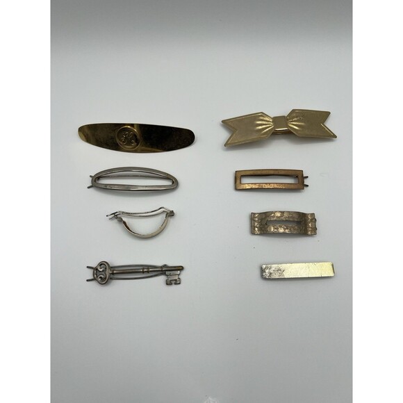 Chateau Accessories - Vintage MCM Hair Clips & Barrettes Lot of 8 Gold And Silver